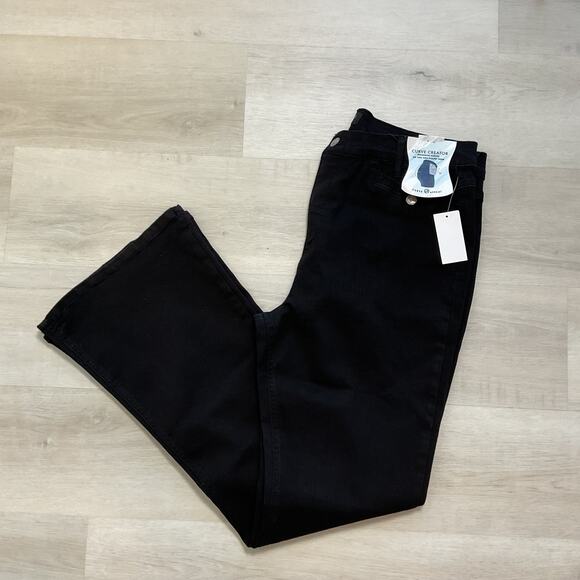 Curve Appeal Womens High Rise Flare Denim Jeans Black Size 16 New With Tag - Picture 2 of 16